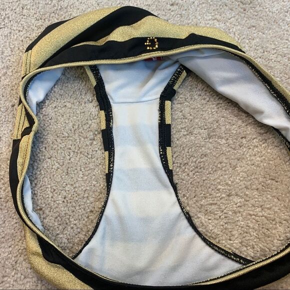 Guess gold glitter and black striped bikini Sz S - Picture 7 of 8